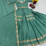 Designer Chinon Silk Embroidered Lehenga Choli Set with Dupatta (PC)