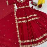 Designer Chinon Silk Embroidered Lehenga Choli Set with Dupatta (PC)
