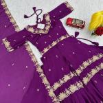 Designer Chinon Silk Embroidered Lehenga Choli Set with Dupatta (PC)