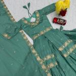 Designer Chinon Silk Embroidered Lehenga Choli Set with Dupatta (PC)