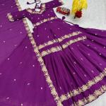 Designer Chinon Silk Embroidered Lehenga Choli Set with Dupatta (PC)