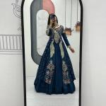 Designer Vichitra Silk Crop Top Lehenga Set with Shrug (PC)