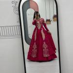 Designer Vichitra Silk Crop Top Lehenga Set with Shrug (PC)