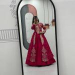 Designer Vichitra Silk Crop Top Lehenga Set with Shrug (PC)