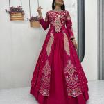 Designer Vichitra Silk Crop Top Lehenga Set with Shrug (PC)
