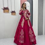 Designer Vichitra Silk Crop Top Lehenga Set with Shrug (PC)