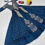 Designer Vichitra Silk Crop Top Lehenga Set with Shrug (PC)