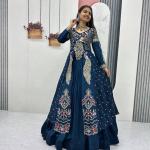 Designer Vichitra Silk Crop Top Lehenga Set with Shrug (PC)
