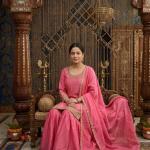Designer Chinon Silk Moti Work Sharara Set with Dupatta (MD)