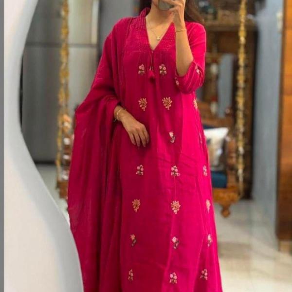 Premium Jaipuri Cotton Kurti Palazzo Set with Dupatta (BF)