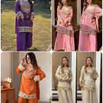 Designer Fendy Silk Bustier Sharara Set with Dupatta ( RR)