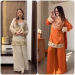 Designer Fendy Silk Bustier Sharara Set with Dupatta ( RR)