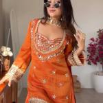 Designer Fendy Silk Bustier Sharara Set with Dupatta ( RR)