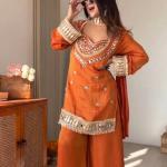 Designer Fendy Silk Bustier Sharara Set with Dupatta ( RR)
