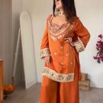 Designer Fendy Silk Bustier Sharara Set with Dupatta ( RR)