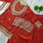 Designer Fendy Silk Bustier Sharara Set with Dupatta ( RR)