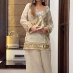 Designer Fendy Silk Bustier Sharara Set with Dupatta ( RR)