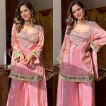 Designer Fendy Silk Bustier Sharara Set with Dupatta ( RR)