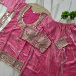 Designer Fendy Silk Bustier Sharara Set with Dupatta ( RR)