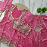 Designer Fendy Silk Bustier Sharara Set with Dupatta ( RR)