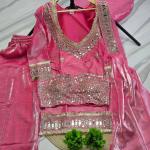 Designer Fendy Silk Bustier Sharara Set with Dupatta ( RR)