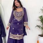 Designer Fendy Silk Bustier Sharara Set with Dupatta ( RR)