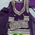 Designer Fendy Silk Bustier Sharara Set with Dupatta ( RR)