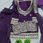 Designer Fendy Silk Bustier Sharara Set with Dupatta ( RR)