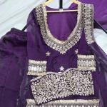 Designer Fendy Silk Bustier Sharara Set with Dupatta ( RR)