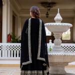 Black Faux Blooming Embroidered Gown with Dupatta (RR)