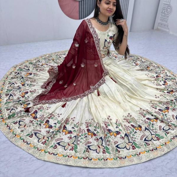 Designer Tissue Silk Embroidered Lehenga Choli Set with Dupatta (PC)