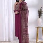 Rayon Slub Printed Kurti Pant Dupatta Set (AN)
