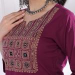 Rayon Slub Printed Kurti Pant Dupatta Set (AN)