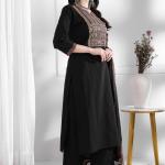 Rayon Slub Printed Kurti Pant Dupatta Set (AN)