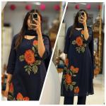 Rose Embroidery Jaipuri Cotton Kurti Pant Dupatta Set (AD)