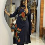 Rose Embroidery Jaipuri Cotton Kurti Pant Dupatta Set (AD)