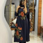 Rose Embroidery Jaipuri Cotton Kurti Pant Dupatta Set (AD)