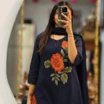 Rose Embroidery Jaipuri Cotton Kurti Pant Dupatta Set (AD)