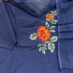Rose Embroidery Jaipuri Cotton Kurti Pant Dupatta Set (AD)