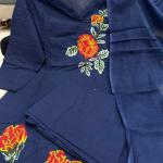 Rose Embroidery Jaipuri Cotton Kurti Pant Dupatta Set (AD)