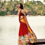 Kalamkari Print Georgette Lehenga Choli Set with Dupatta (PC)