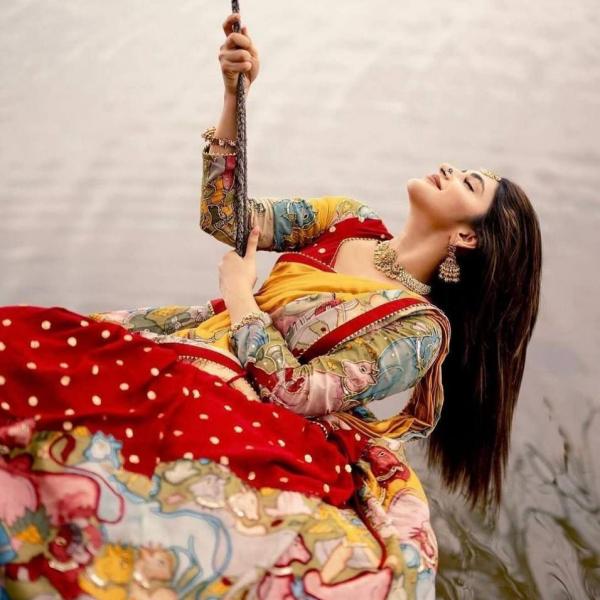 Kalamkari Print Georgette Lehenga Choli Set with Dupatta (PC)