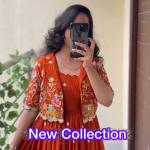 Crepe Silk Embroidered Gown with Jacket Set (PC)