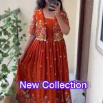 Crepe Silk Embroidered Gown with Jacket Set (PC)