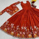 Crepe Silk Embroidered Gown with Jacket Set (PC)