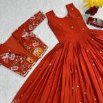 Crepe Silk Embroidered Gown with Jacket Set (PC)