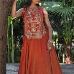 Vichitra Silk Lehenga Choli Set with Embroidered Shrug (PC)
