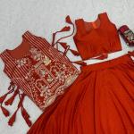 Vichitra Silk Lehenga Choli Set with Embroidered Shrug (PC)