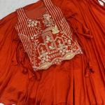 Vichitra Silk Lehenga Choli Set with Embroidered Shrug (PC)