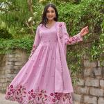 Chanderi Silk Embroidered Kurti Pant Dupatta Set